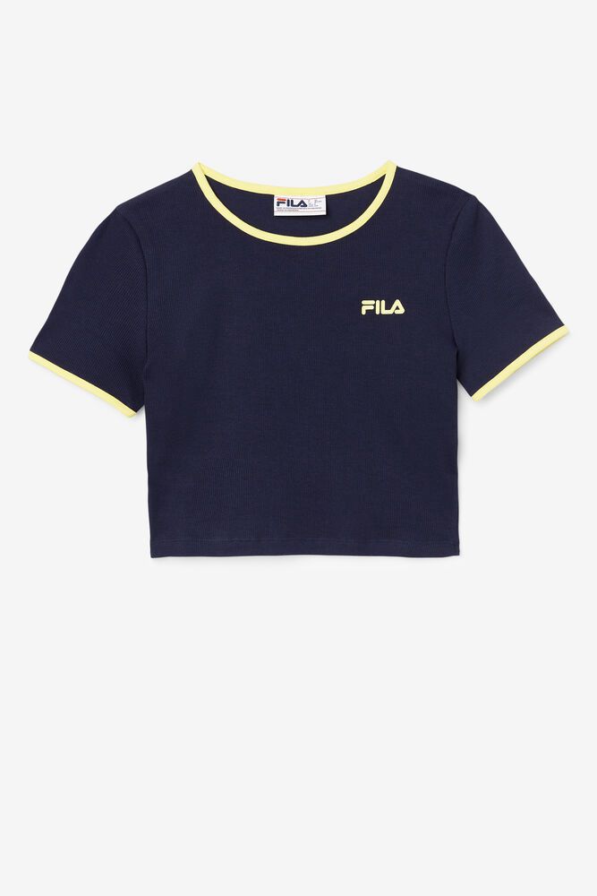 Fila Naisten Paidat Perla Crop Top Laivastonsininen - IGWB-73085